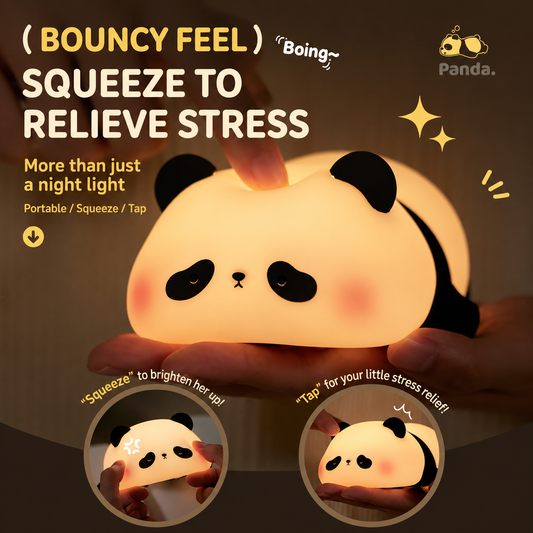Panda Night Light Cute Patting Lamp Soft Glow Atmosphere Lamp Bedroom Decor Gift for Girls Baby Feeding