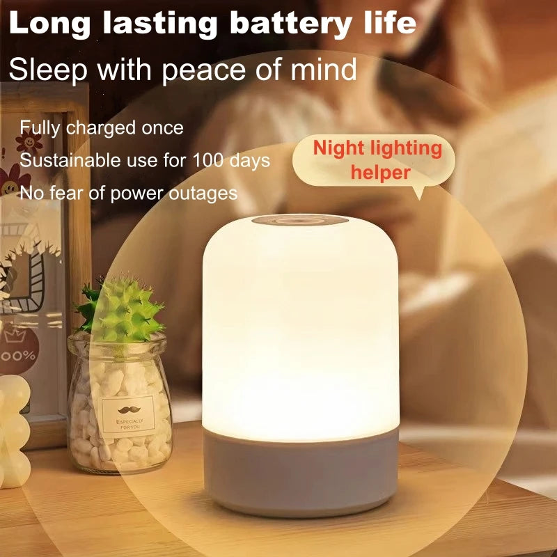 LED Night Light Dimmable Rechargeable/Plug-in Desktop Bedroom Bedside Lighting Decorative Touchscreen Reading RGB Desk Lamp