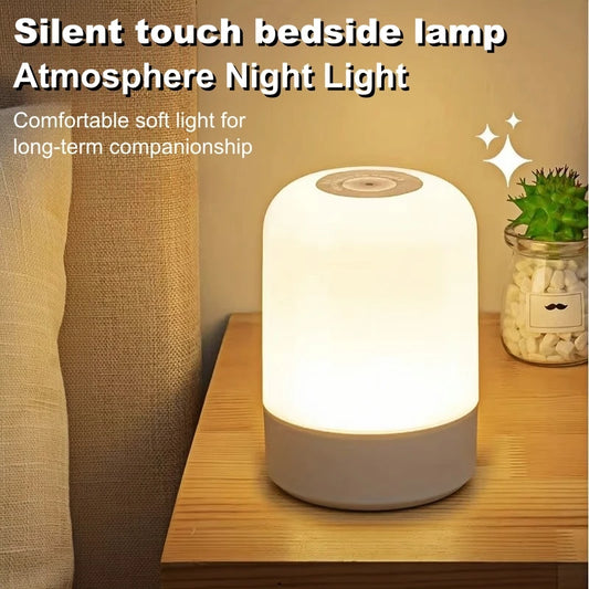LED Night Light Dimmable Rechargeable/Plug-in Desktop Bedroom Bedside Lighting Decorative Touchscreen Reading RGB Desk Lamp