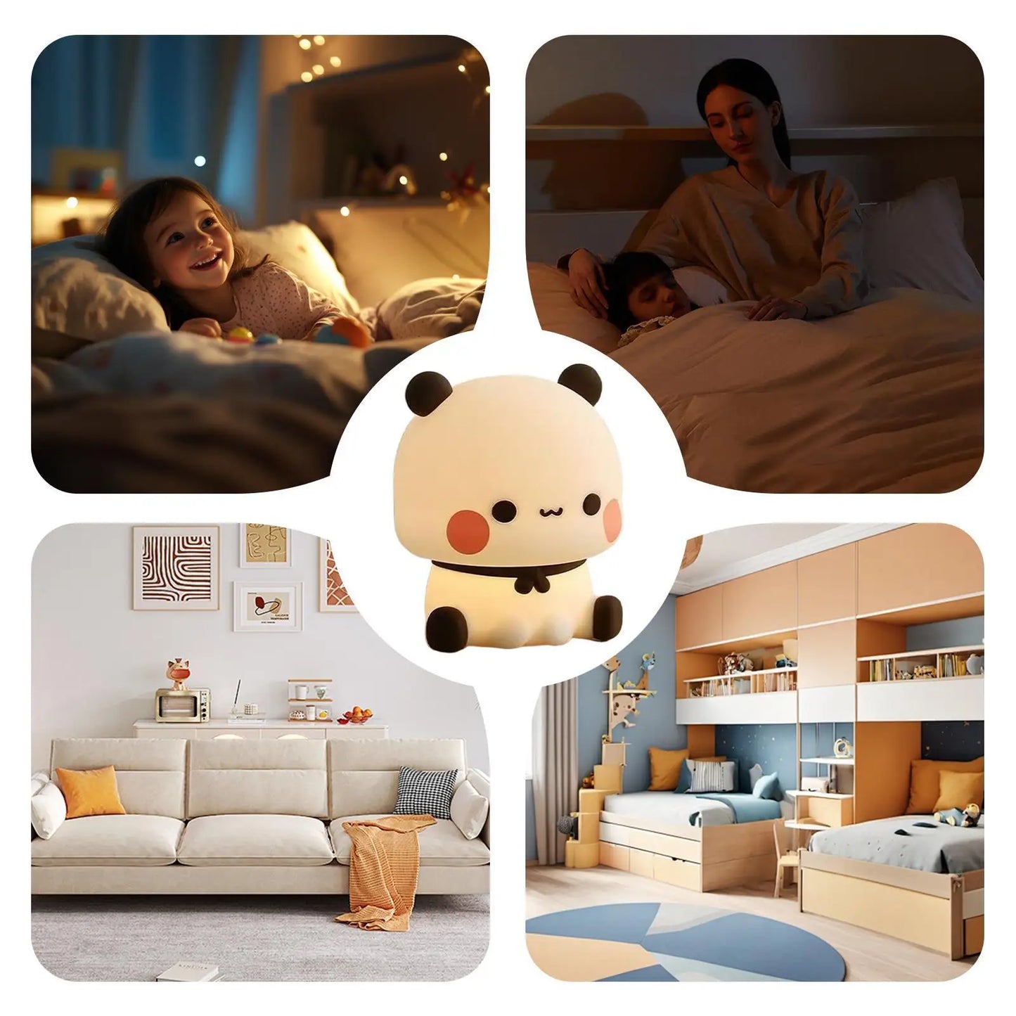 Cute Night Light LED Novelty Animal Night Lamp Silicone Rechargeable Decorative Nightlight For Living Room Decoration