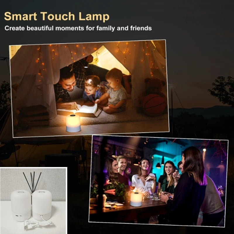 LED Night Light Dimmable Rechargeable/Plug-in Desktop Bedroom Bedside Lighting Decorative Touchscreen Reading RGB Desk Lamp