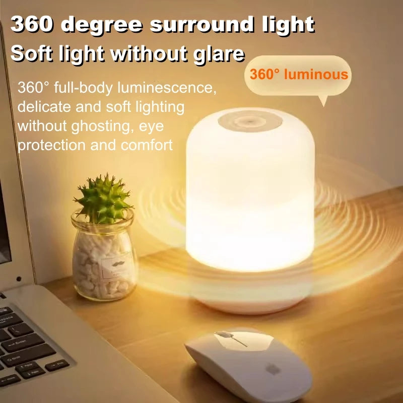 LED Night Light Dimmable Rechargeable/Plug-in Desktop Bedroom Bedside Lighting Decorative Touchscreen Reading RGB Desk Lamp