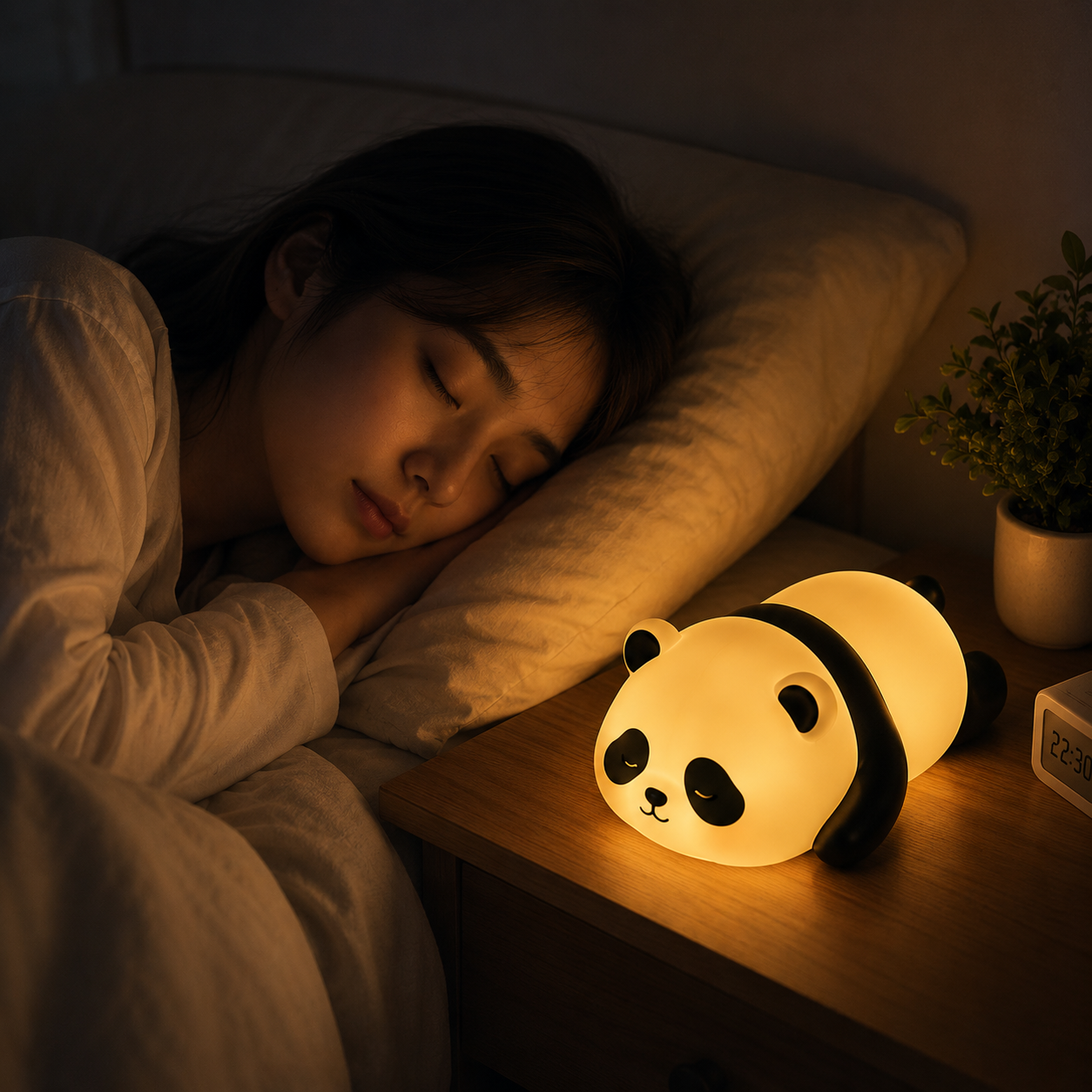 Panda Night Light Cute Patting Lamp Soft Glow Atmosphere Lamp Bedroom Decor Gift for Girls Baby Feeding