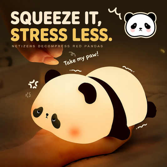 Panda Night Light Cute Patting Lamp Soft Glow Atmosphere Lamp Bedroom Decor Gift for Girls Baby Feeding